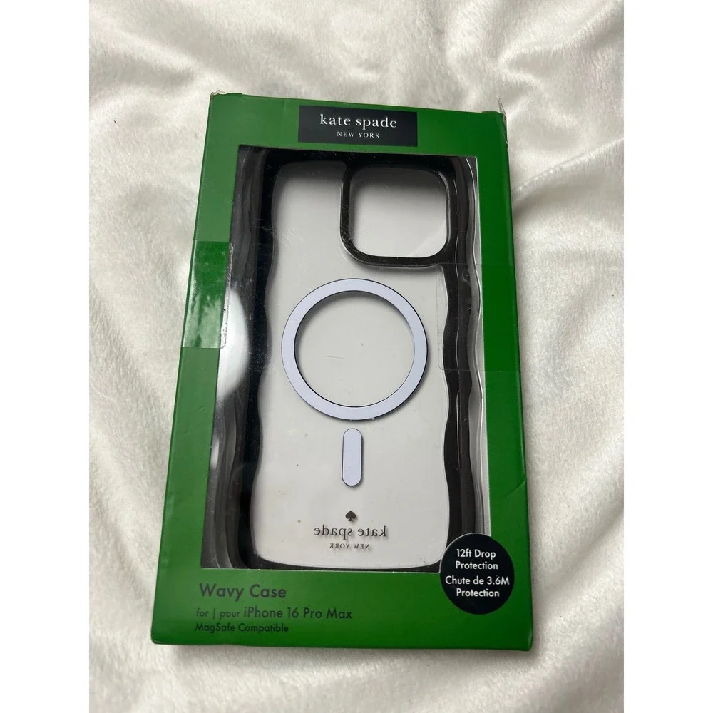 Kate Spade iPhone 16 Pro Max Wavy Case MagSafe Compatible Black Clear
